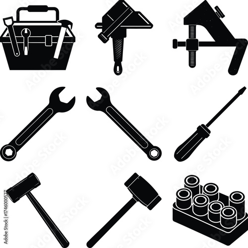 Roofer Black Vector elements isolated on white background