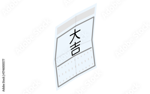 おみくじ、大吉のシンプルなアイソメトリックアイコン