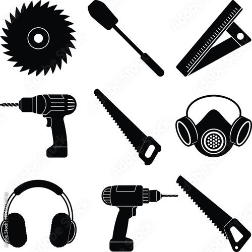 Roofer Black Vector elements isolated on white background