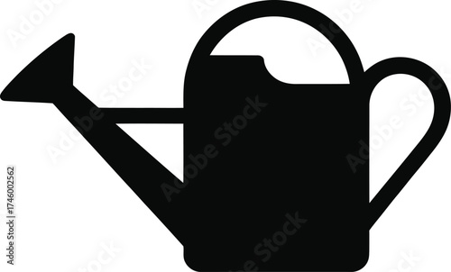 Simple black silhouette of a garden watering can icon for design