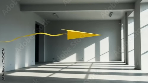 Abstract Arrow in Empty Room - Direction and Growth Concept.