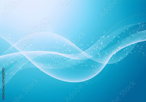 Abstract background made of halftone dots and thin curved lines in light blue colors.