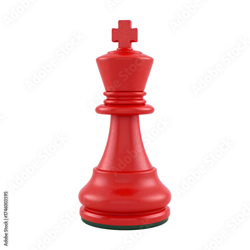 Isolated on transparent background, a red chess king stands tall, symbolizing strategy, power, and leadership in the timeless game of intellect