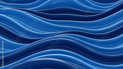 Abstract Blue Waves Flowing Seamlessly Background Motion.