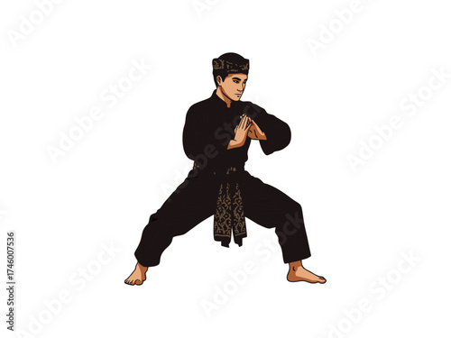 vector illustration of pencak silat with a white background