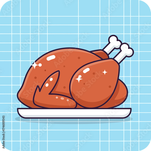 A delicious roasted chicken with crispy skin, presented on a white plate, ready to be served as a centerpiece for any meal