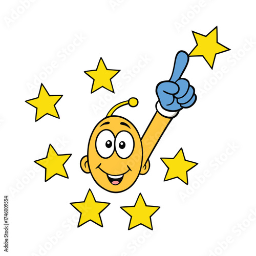 A hand gently points toward the shining stars in the night sky, symbolizing dreams, hope, and endless possibilities under the vast, twinkling universe.
