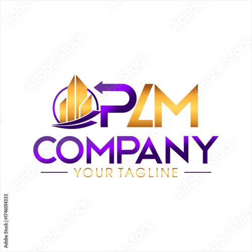 PLM initial style logo design for real estate