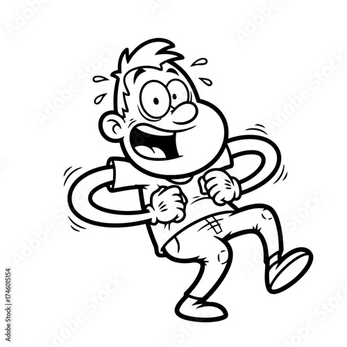 Man dancing energetically with sweat drops