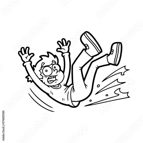 Man falling down in panic, arms flailing