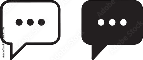 Minimalist Chat Bubble Icons in Black and White Design for Communication and Messaging Applications