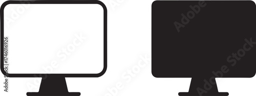 Two contrasting monitor screens depicting different states of activity and inactivity illustration vector art design