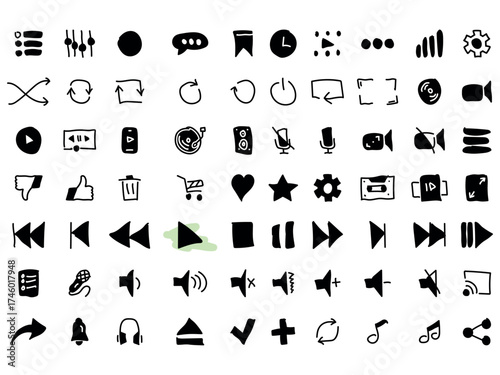 App buttons glyph icons set. Click. Likes counter