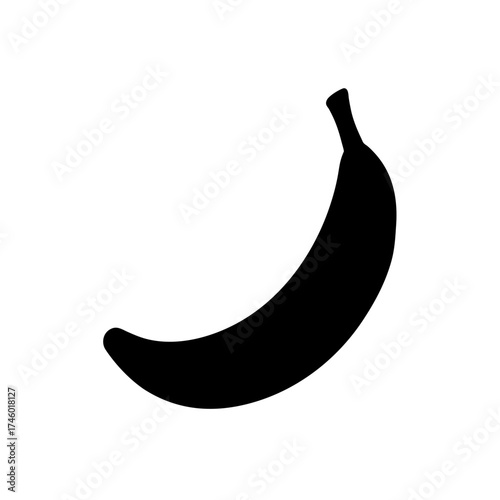 Banana fruit black shape on transparent background silhouette