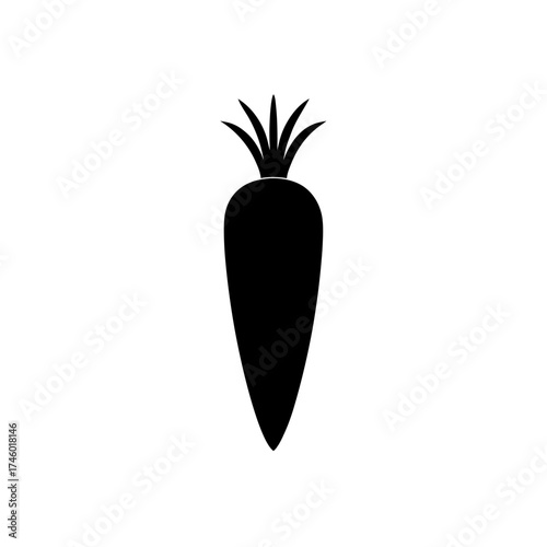 Silhouette of single carrot on transparent background