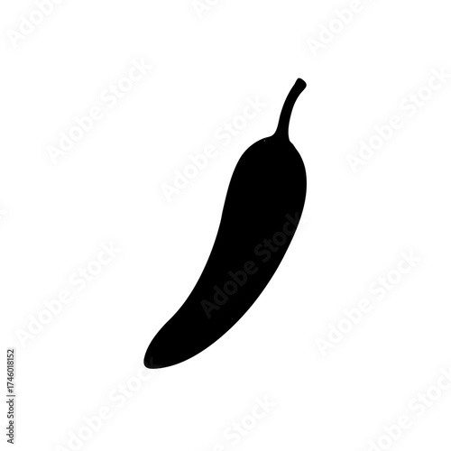 Silhouette of a chili pod on transparent background
