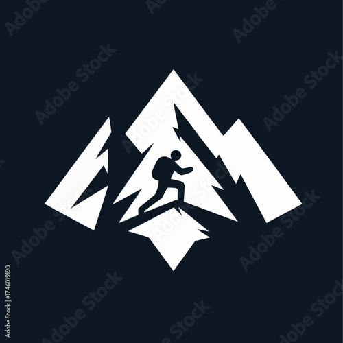 Silhouette of a Hiker Climbing a Mountain Adventure and Outdoor Recreation.