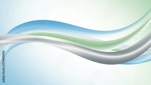 Abstract flowing lines of blue and silver on a gradient background.