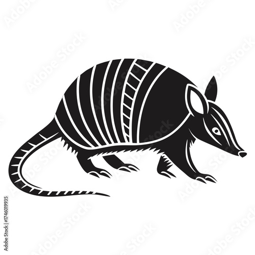 Black and white stylized armadillo silhouette