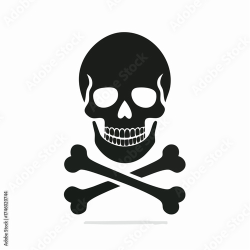 Black and white graphic illustration of a skull and crossbones, a symbol often associated with danger and toxicity.