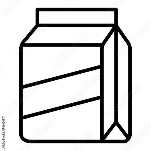 dairy drink outline icon with milk carton packaging for breakfast