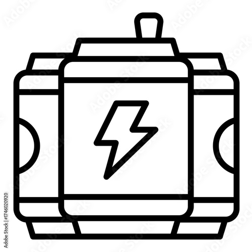 caffeine drink outline icon with energy can for boost