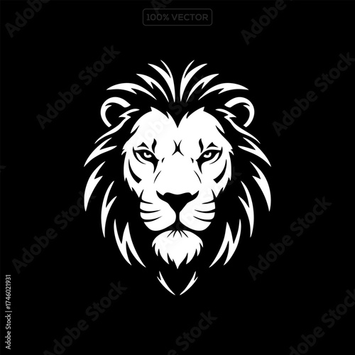 Lion logo design royal crown vector illustration on black background vector