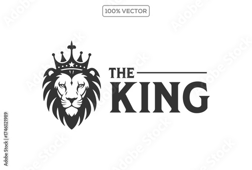 lion luxury logo icon template, elegant lion logo design illustration, lion head with crown logo