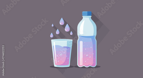 Pastel Water Drops Health & Wellness Flat Illustration