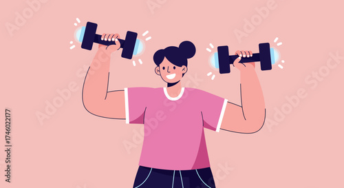 Flat Design Health & Wellness Dumbbell Lift
