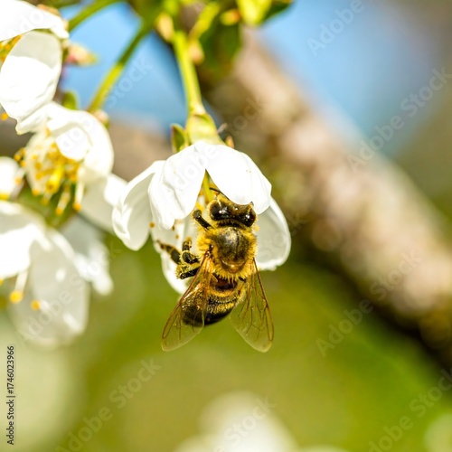Honeybee on a white blossom (1)