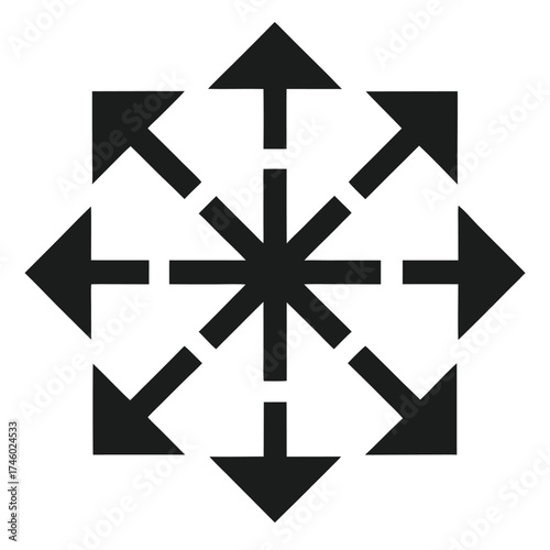 Black Arrows Expanding Outward From Center Keywords: arrow, expand, outward, direction, growth