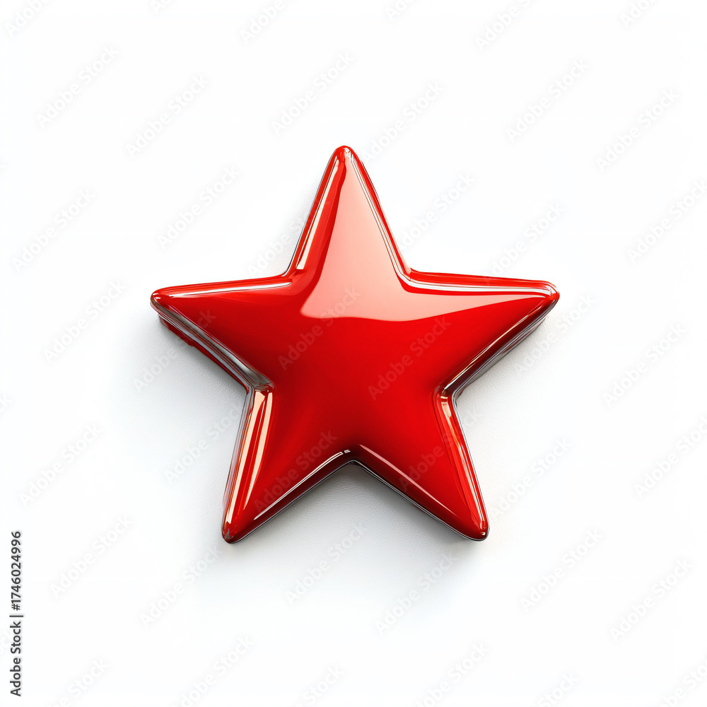 Obraz premium Glossy Red Star Shape on White Background for Creative Design Use