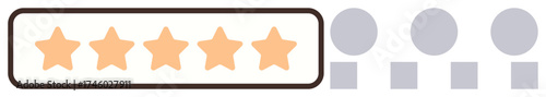 Five-star rating scale with highlighted orange stars and gray empty stars, representing evaluation, feedback, and quality assessment. Ideal for review, performance, experience, rating, scoring
