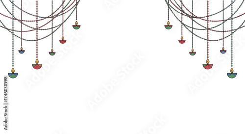 Diwali Decorative Hanging Lights Illustration for Festive Celebrations, Graphic Design Projects, and Cultural Event Promotions on Adobe Stock