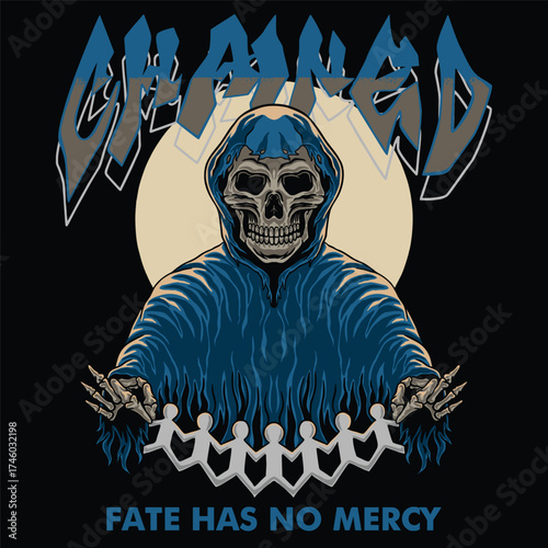 Grim Reaper Skull Hooded Skeleton T-shirt Design