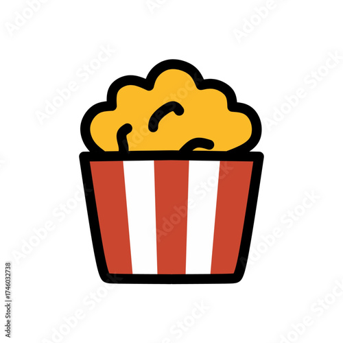 Popcorn bucket vector illustration, snack for movie theater