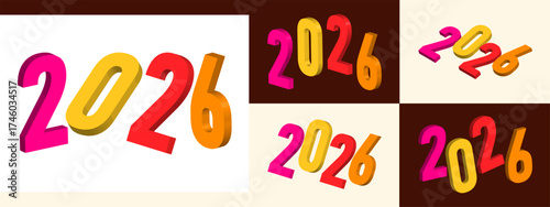 Dynamic 3D 2026 Number Collection for New Year Greetings, Calendar Designs, and Future Planning Concepts, Vibrant Holiday Celebration Graphics