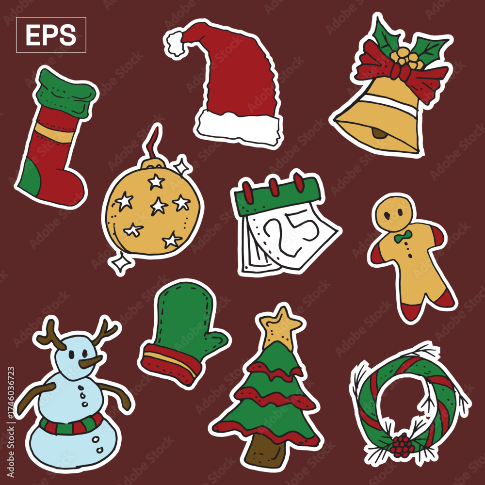 Fototapeta premium Christmas Illustration Icon Packs