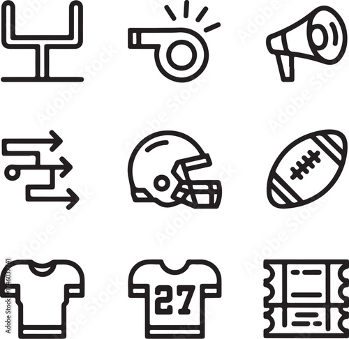 American football game day icons for graphic design