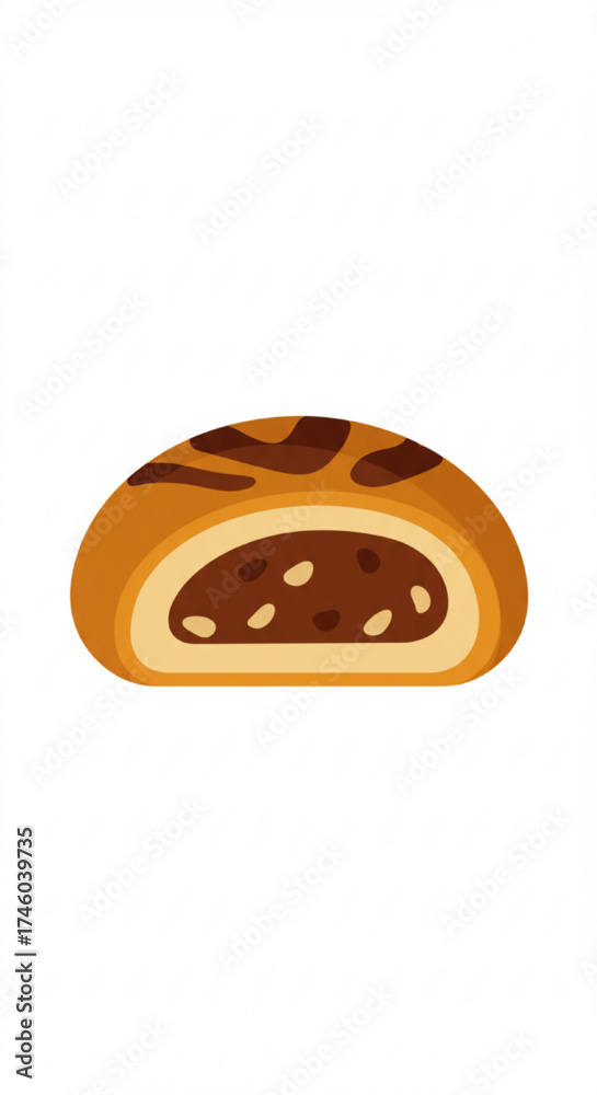 Obraz premium Cozonac bread with chocolate filling in a cartoon style 