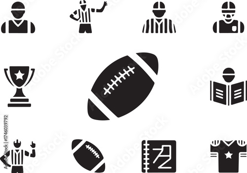 Football icons showing the game and team spirit