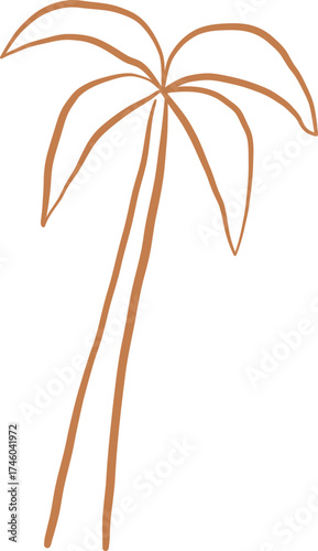 Line Art Minimal Palm Tree With Rounded Fronds