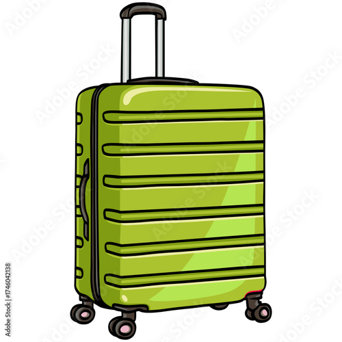 Green Luggage Travel Suitcase Illustration