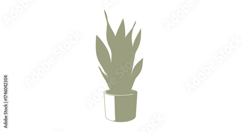 A simple illustration of a potted snake plant, a common houseplant with long, upright leaves