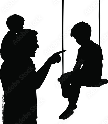 Father Scolding Child on Swing