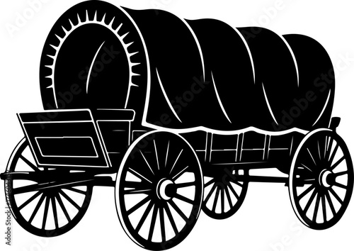 Old western covered wagon silhouette vector illustration