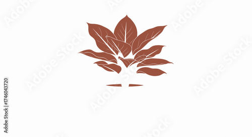 Elegant botanical illustration of a lush foliage plant in a warm terracotta hue, isolated vector element symbolizing growth and nature