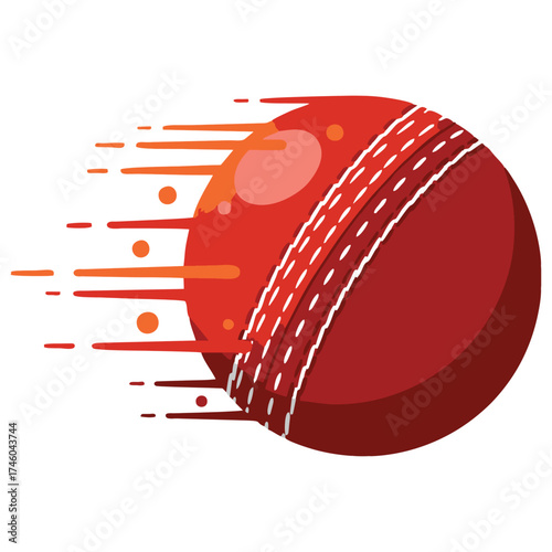 This vibrant vector illustration captures a cricket ball in swift motion, ideal for conveying speed and excitement in sports-related content. Perfect for promotional materials, game interfaces