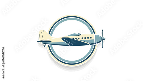 Retro Propeller Airplane Badge Logo: Vintage Aviation and Travel Icon
